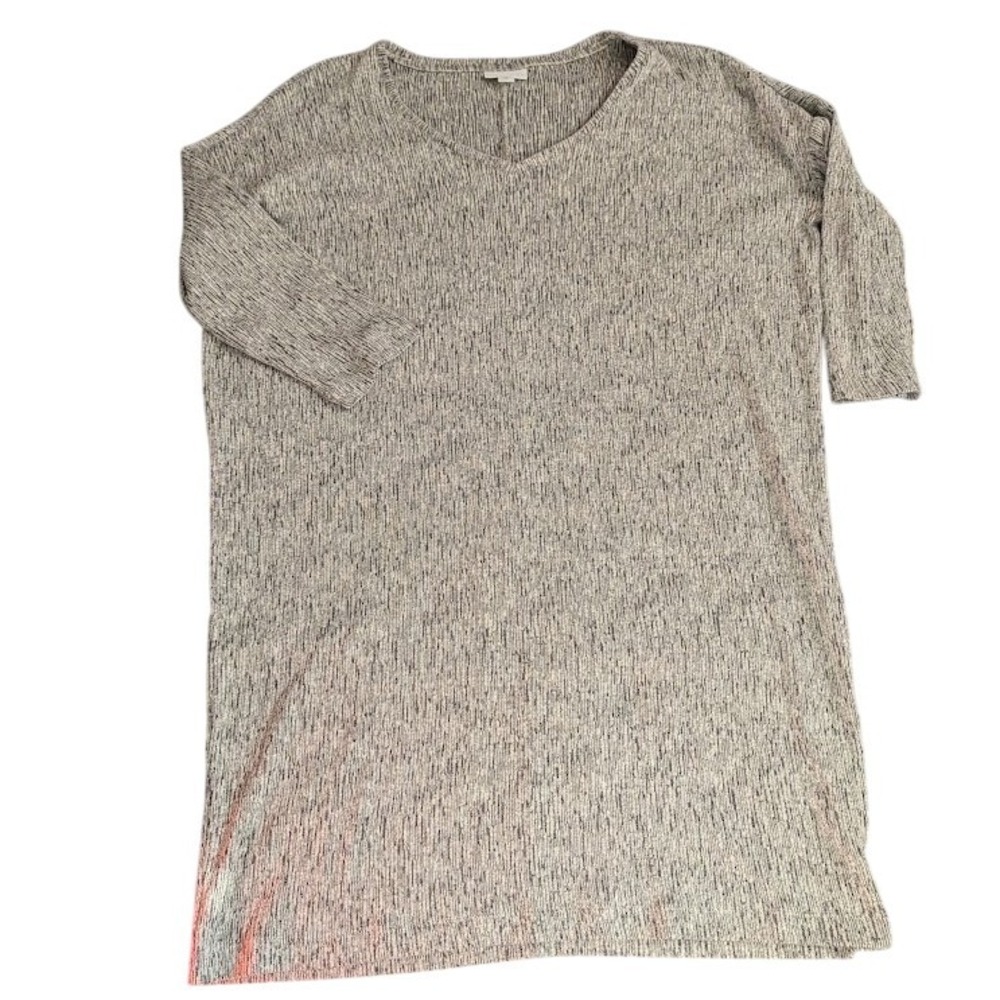 J. Jill purejill petite medium grey marled knit‎ v-neck 3/4 sleeve shift dress